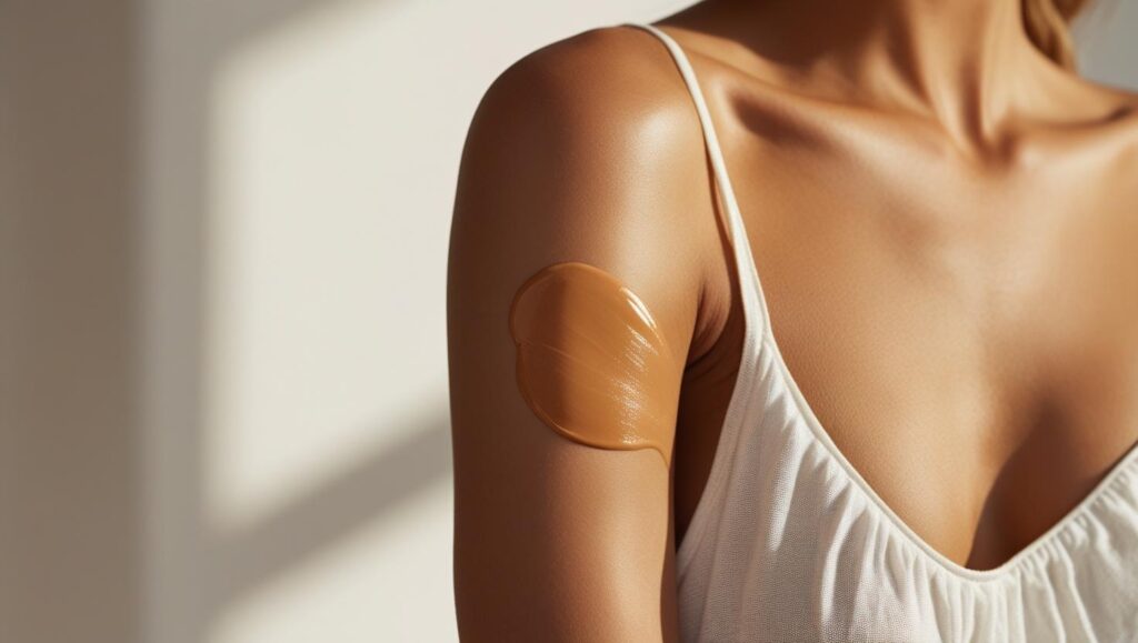 προϊόν αυτομαυρίσματος στο γυναικείο σώμα