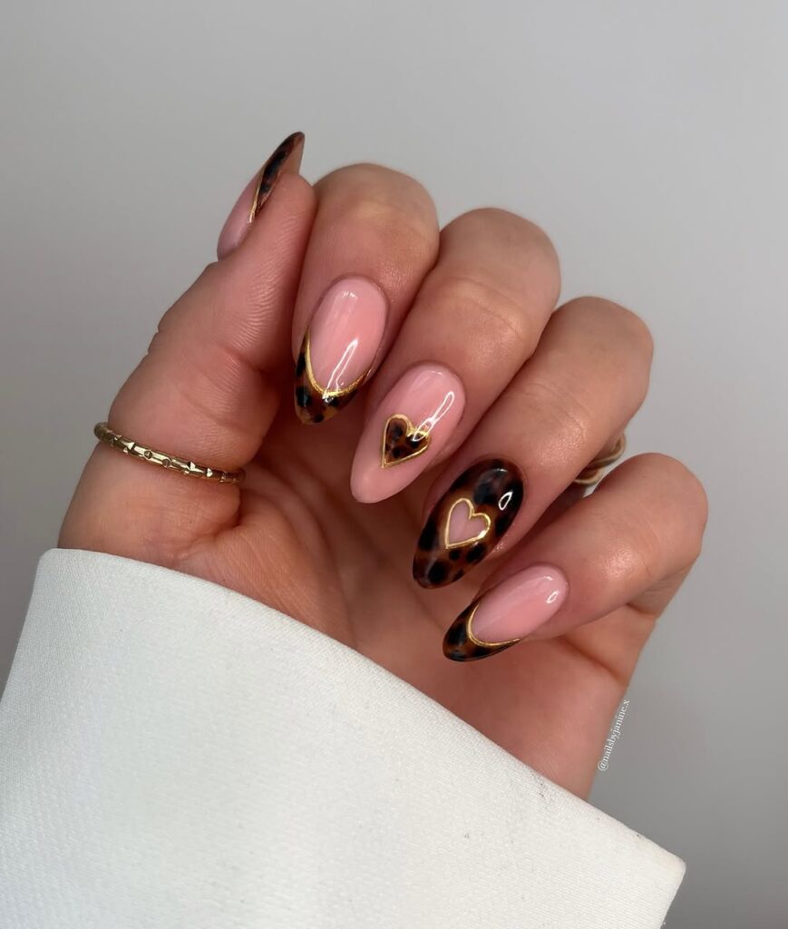 Νυχια Αγίου Βαλεντίνου με ταρταρουγα, καρδιές και γαλλικο μανικιουρ