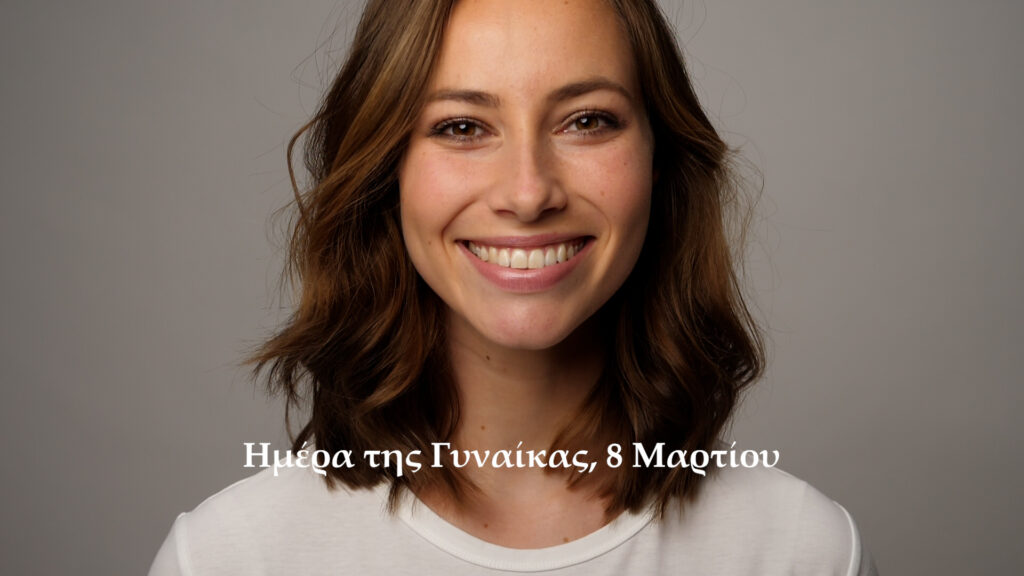 γυναικα χαμογελαστη την Ημερα της γυναίκας 8 Μαρτίου
