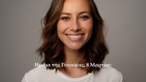 γυναικα χαμογελαστη την Ημερα της γυναίκας 8 Μαρτίου