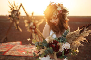 Νυφη μελαχρινή με Boho style μαλλια